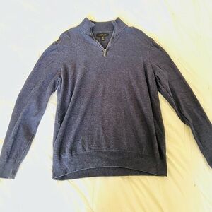 Vince Navy Quarter-Zip Cotton Sweater